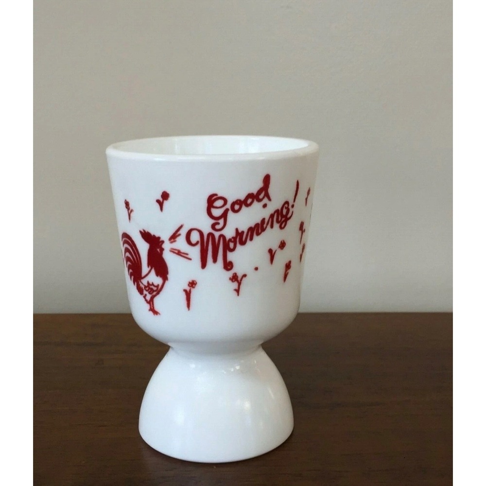 Vintage Milk Glass Indiana Hazel-Atlas
Good Morning Rooster Egg Cup
